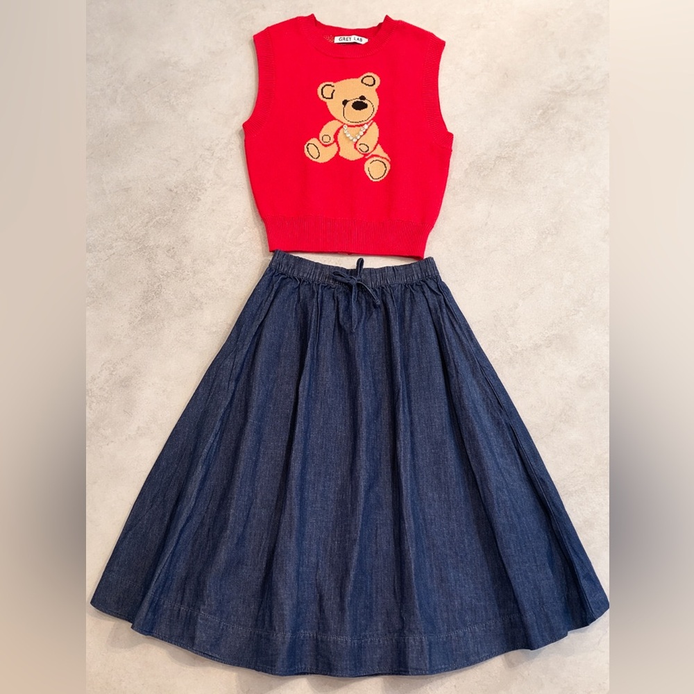 Anthropologie Top| Sweater Set & Denim Maxi Skirt